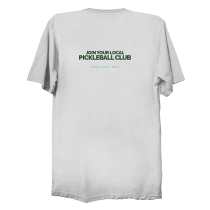 White pickleball club t-shirt back design