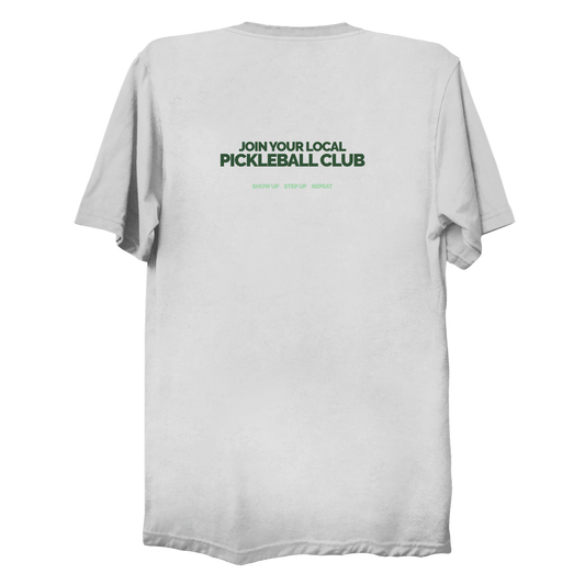 White pickleball club t-shirt back design