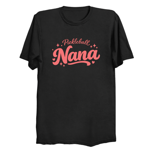 Pickleball Nana t-shirt front hand-lettered graphic design