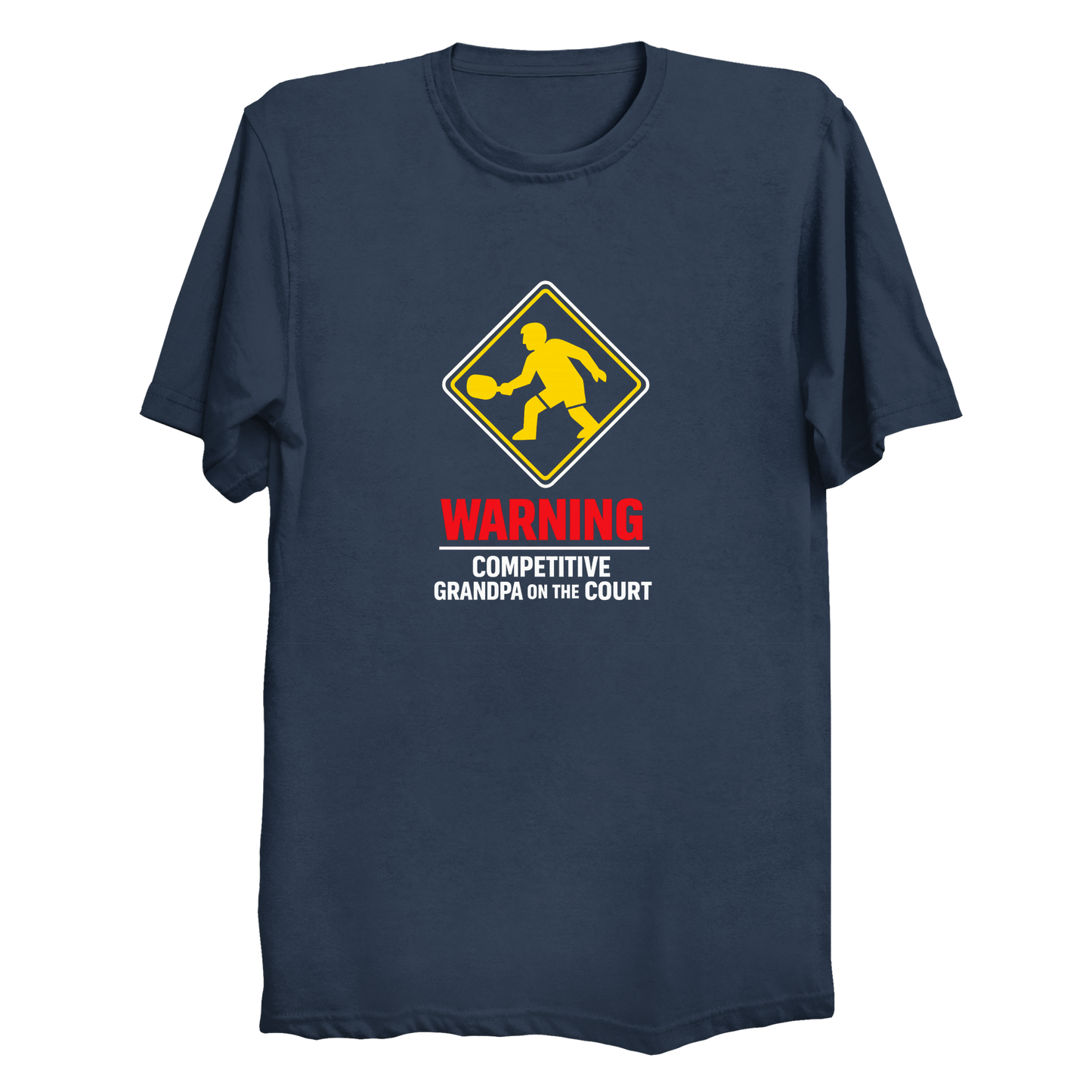 Warning Competitive Grandpa on the Court pickleball t-shirt front design
