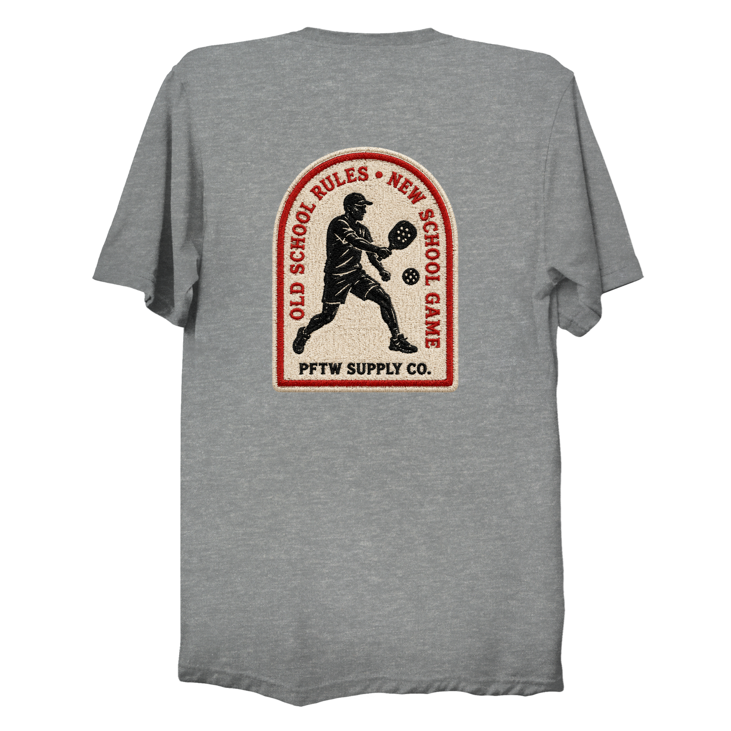 Old School Rules vintage badge t-shirt in athletic heather - pickleball gift