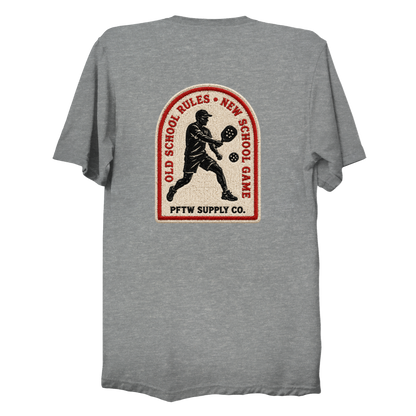 Old School Rules vintage badge t-shirt in athletic heather - pickleball gift