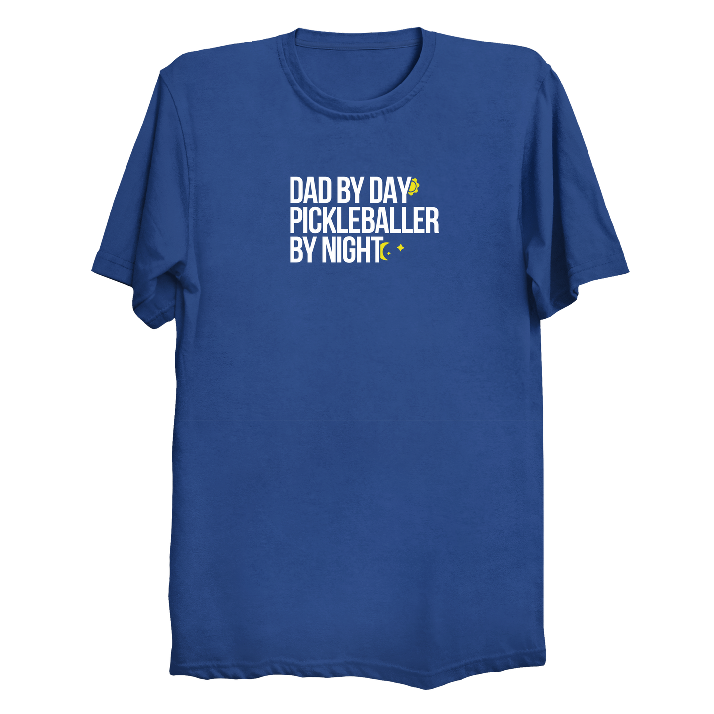 Dad by Day Pickleballer by Night t-shirt front badge design