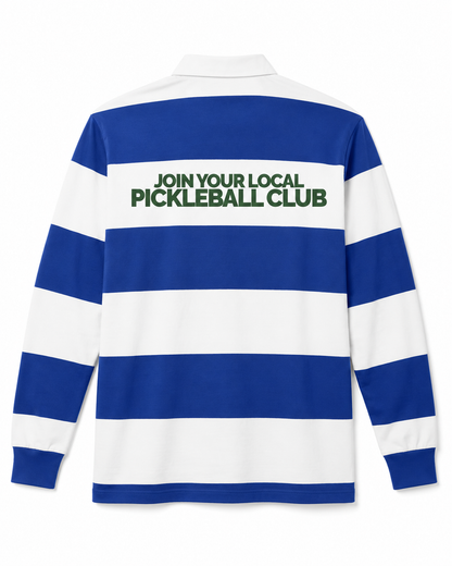 Join Your Local Pickleball Club rugby polo back design on white background