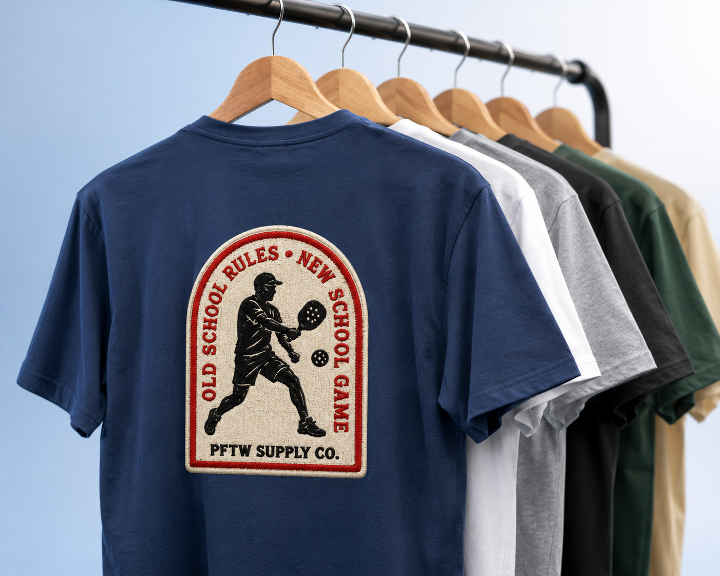 Navy : Old School Rules vintage badge t-shirt in navy - pickleball gift
