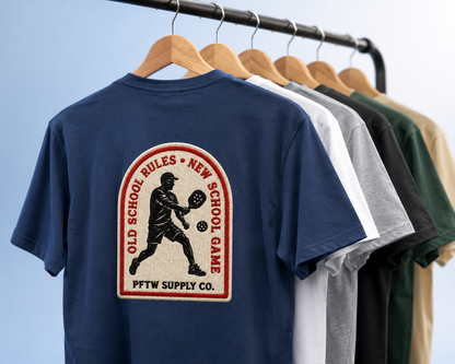 Navy : Old School Rules vintage badge t-shirt in navy - pickleball gift