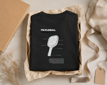 Pickleball blueprint tee presented as a gift with wrapping