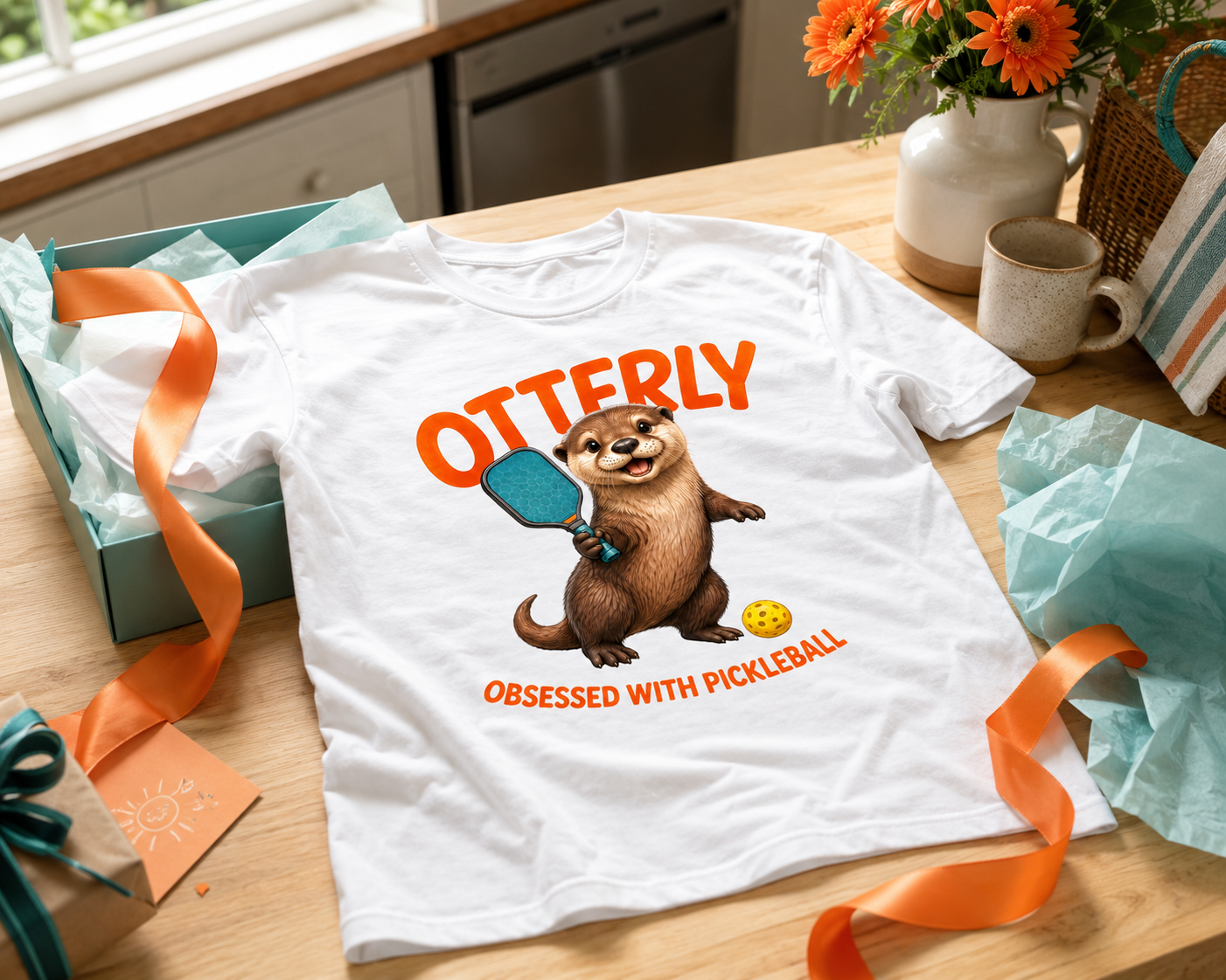 Otterly Obsessed pickleball t-shirt - cute otter funny pickleball gift

