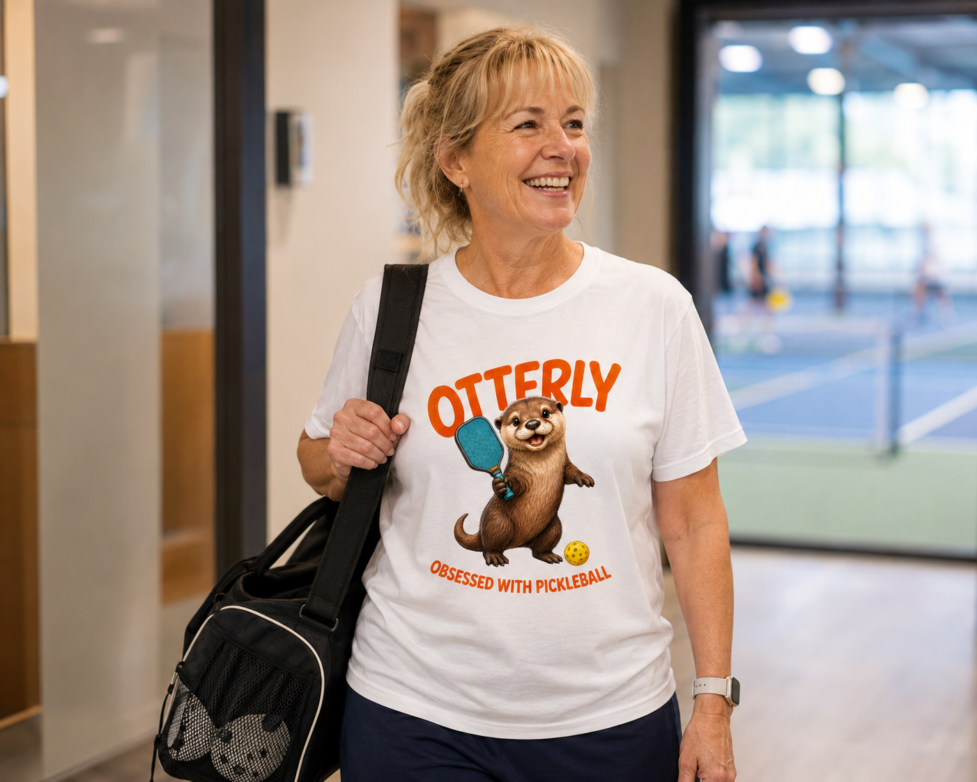 Otterly Obsessed pickleball t-shirt - cute otter funny pickleball gift
