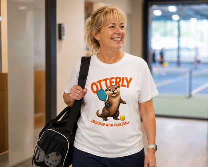 Otterly Obsessed pickleball t-shirt - cute otter funny pickleball gift
