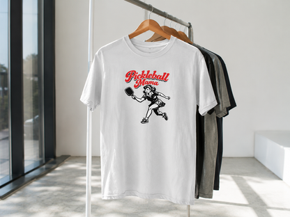 Pickleball Mama shirt on clothing rack in bright natural window light studio