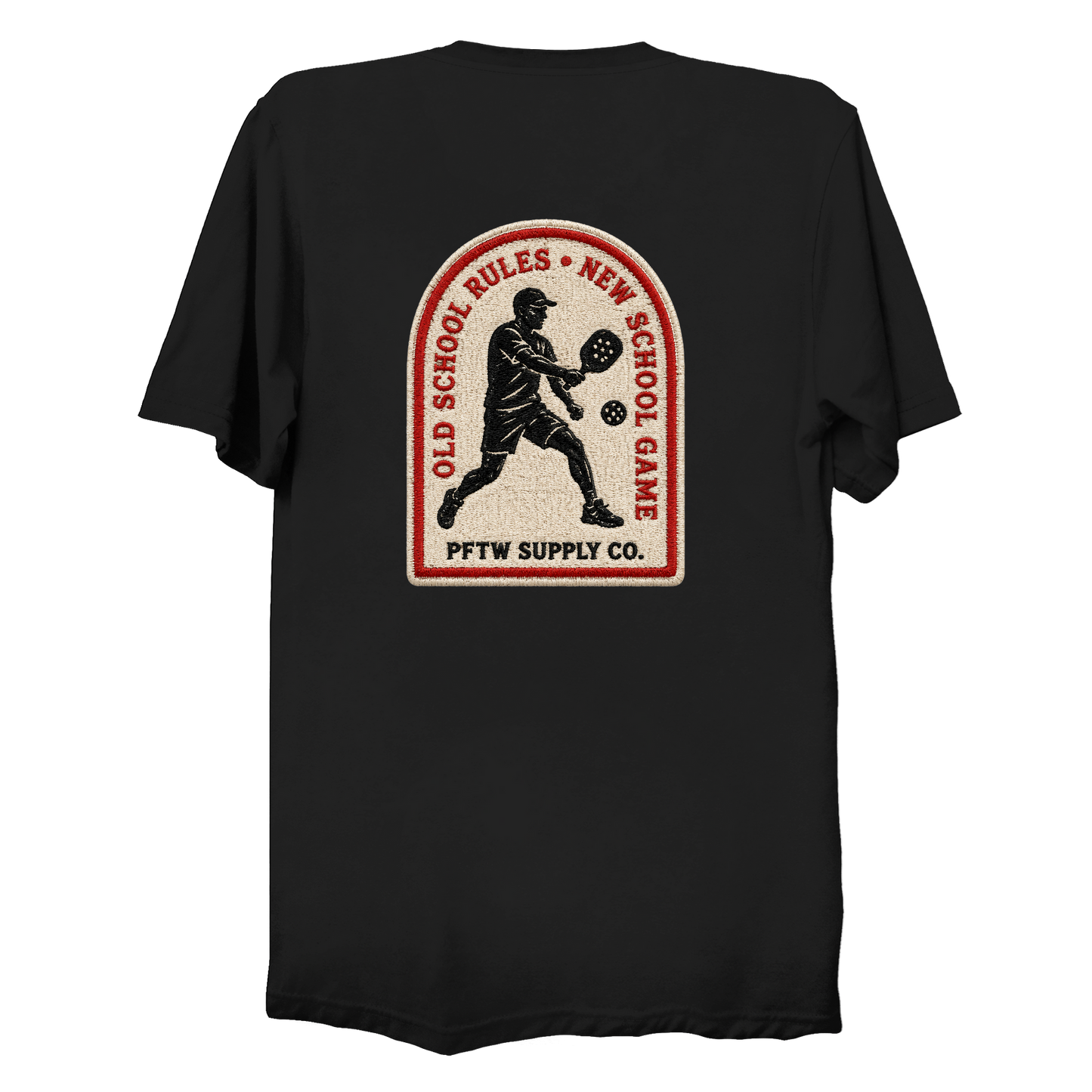 Old School Rules vintage badge t-shirt in black - pickleball gift