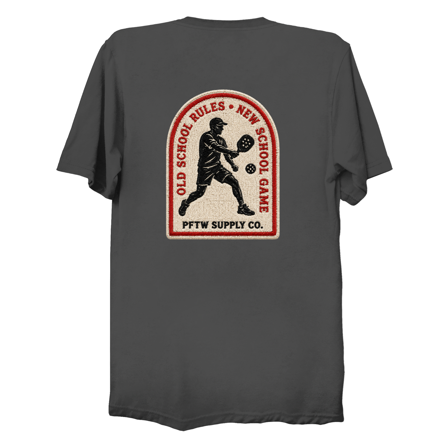Old School Rules vintage badge t-shirt in charcoal grey - pickleball gift