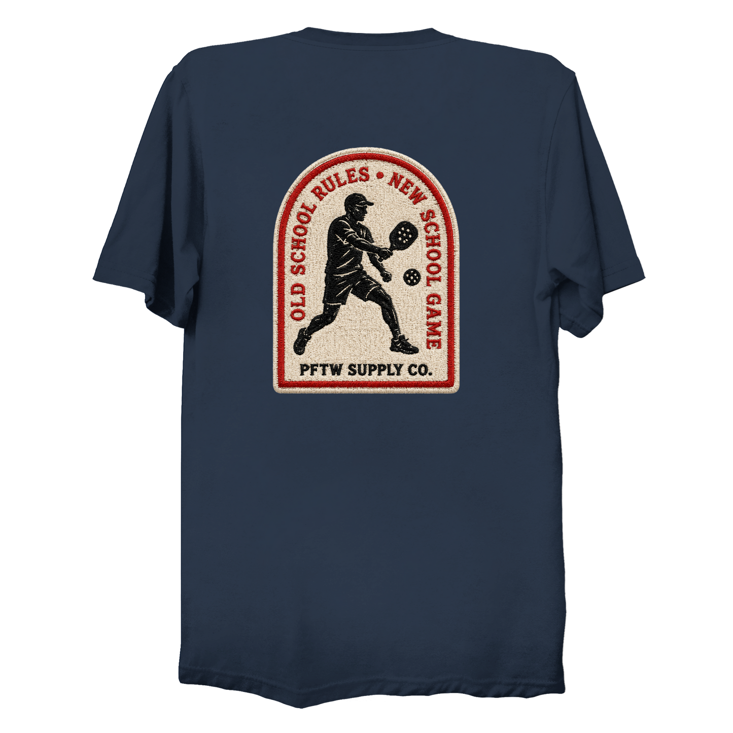 Old School Rules vintage badge t-shirt in navy - pickleball gift