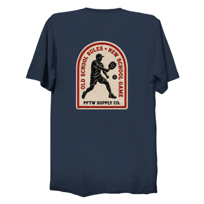 Old School Rules vintage badge t-shirt in navy - pickleball gift