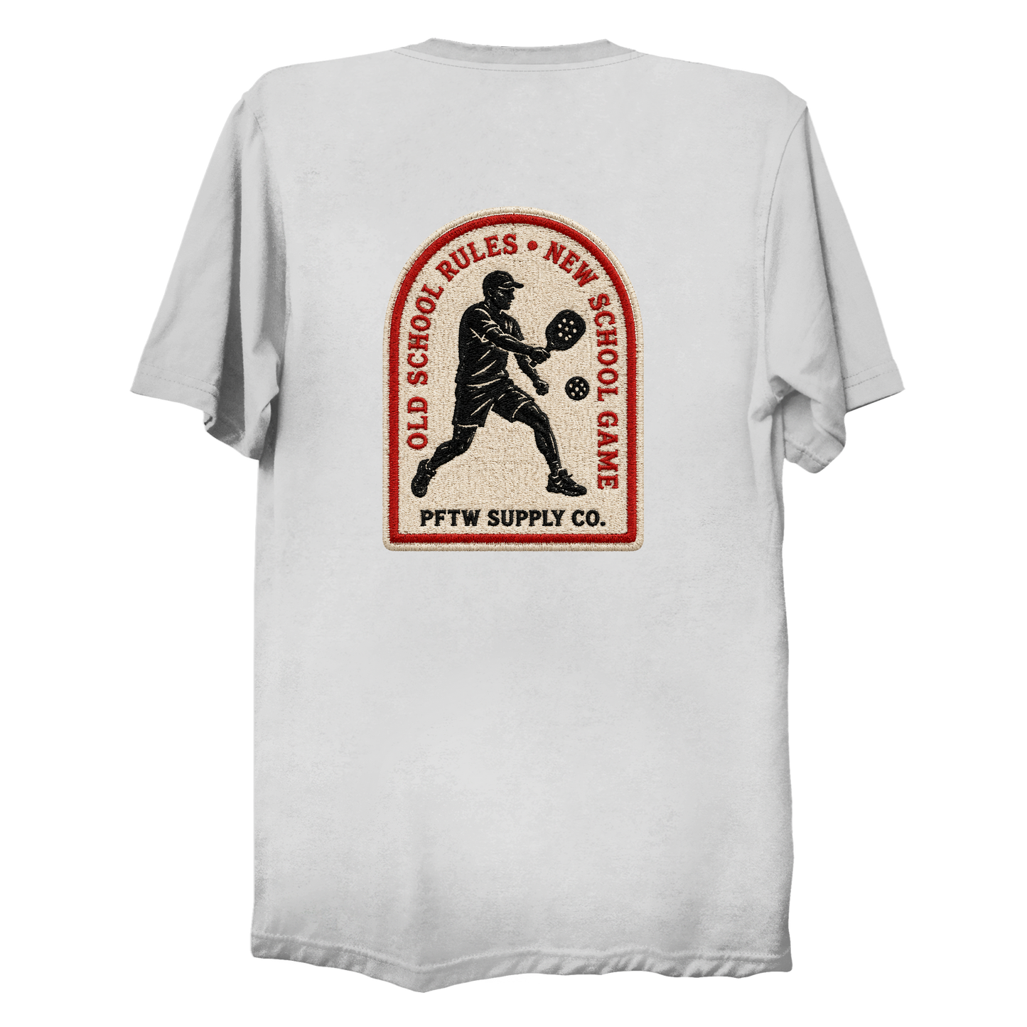 Old School Rules vintage badge t-shirt in white - pickleball gift