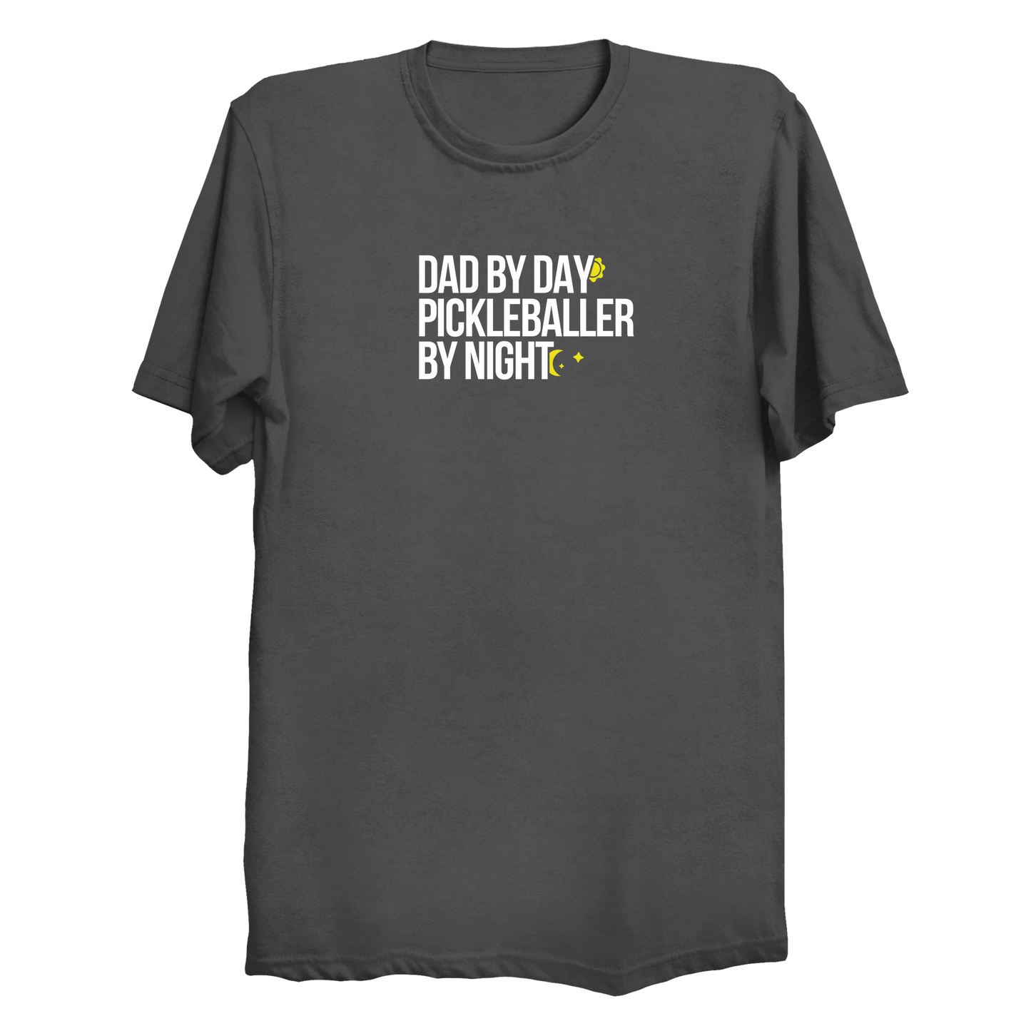 Dad by Day Pickleballer by Night t-shirt in Charcoal Grey