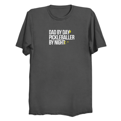 Dad by Day Pickleballer by Night t-shirt in Charcoal Grey